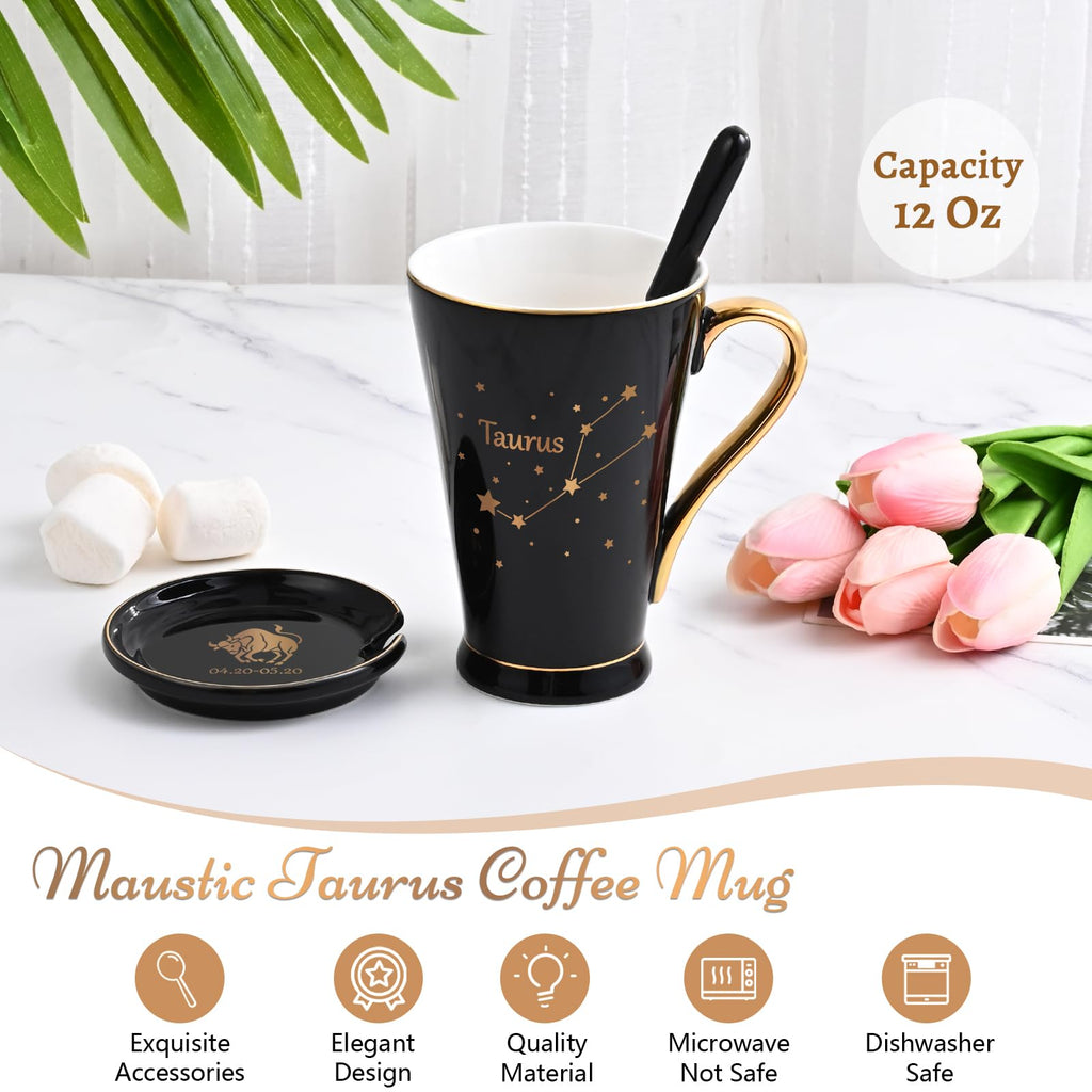 Maustic Aries Gifts for Women Men, March April Birthday Gifts, Zodiac Sign Gift, Astrology Horoscope Constellation Gift for Best Friend, Astrology Lover, Aries Coffee Mug, 12 Oz