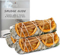 SOUL STICKS 3 Pack White Sage Orange Cinnamon Sage Smudge Sticks for Money Cleansing House, Abundance, Money, Negative Energy Cleanse, and Smudging with Starter Guide | 4 Inch Bundles