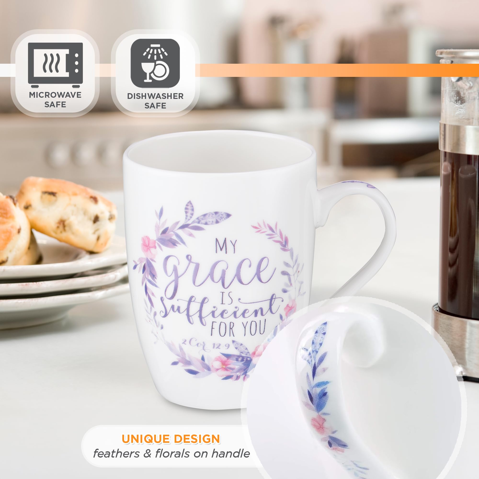 Christian Art Gifts Inspirational Ceramic Coffee & Tea Scripture Mug for Women: All Things are Possible Encouraging Bible Verse, Cute Microwave & Dishwasher Safe Drinkware, White & Pink Floral, 12 oz.