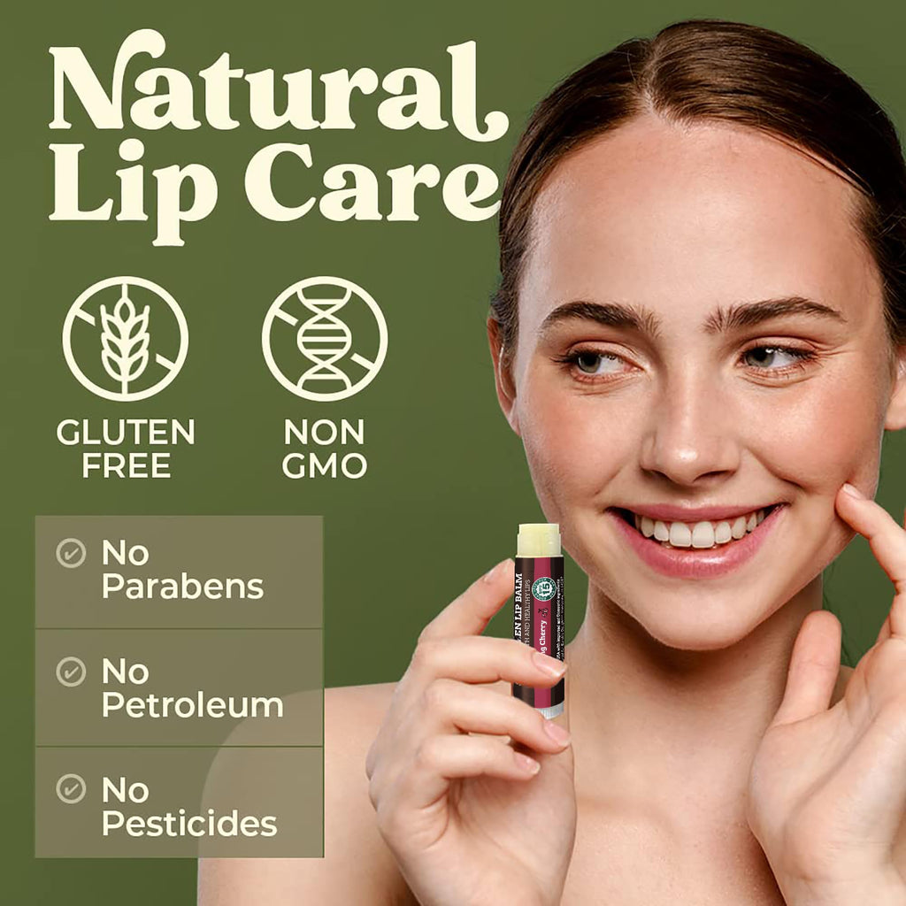 Earth's Daughter USDA Organic Lip Balm 6-Pack - Fruit Flavors, Beeswax, Coconut Oil, Vitamin E - Best Lip Repair Chapstick for Dry Cracked Lips - Moisturizing Lip Care
