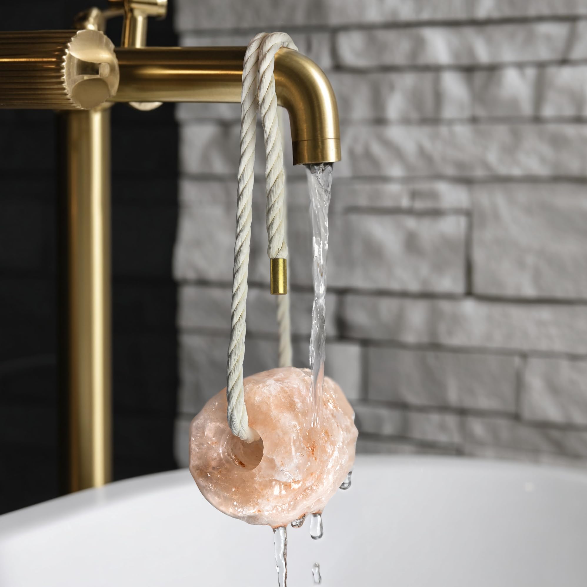 UMAID Himalayan Bath Salt Buddy™ 2 lb – Hanging Mineral Salt Rock for Shower & Bath, Solid Pink Himalayan Stone for Natural Steam, Relaxation & Spa-Like Self-Care, Unique Gift for Men & Women