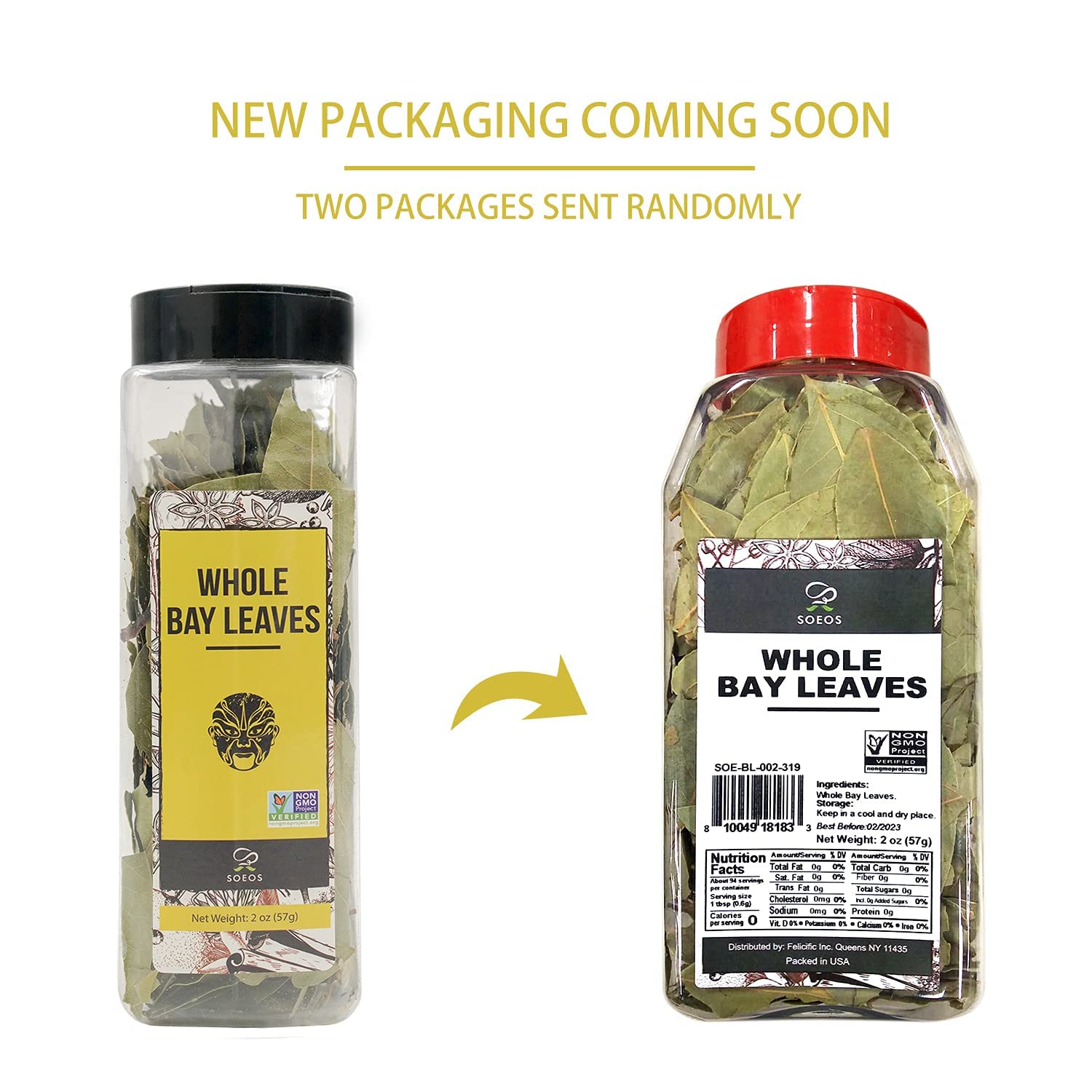 Soeos Bay Leaves Whole, 2 oz(57g), Non-GMO Verified, Dried Leaf, Freshly Packed to Keep Fresh, Laurel Herbs for Cooking, Dried Bay Leaves, Fresh, Green