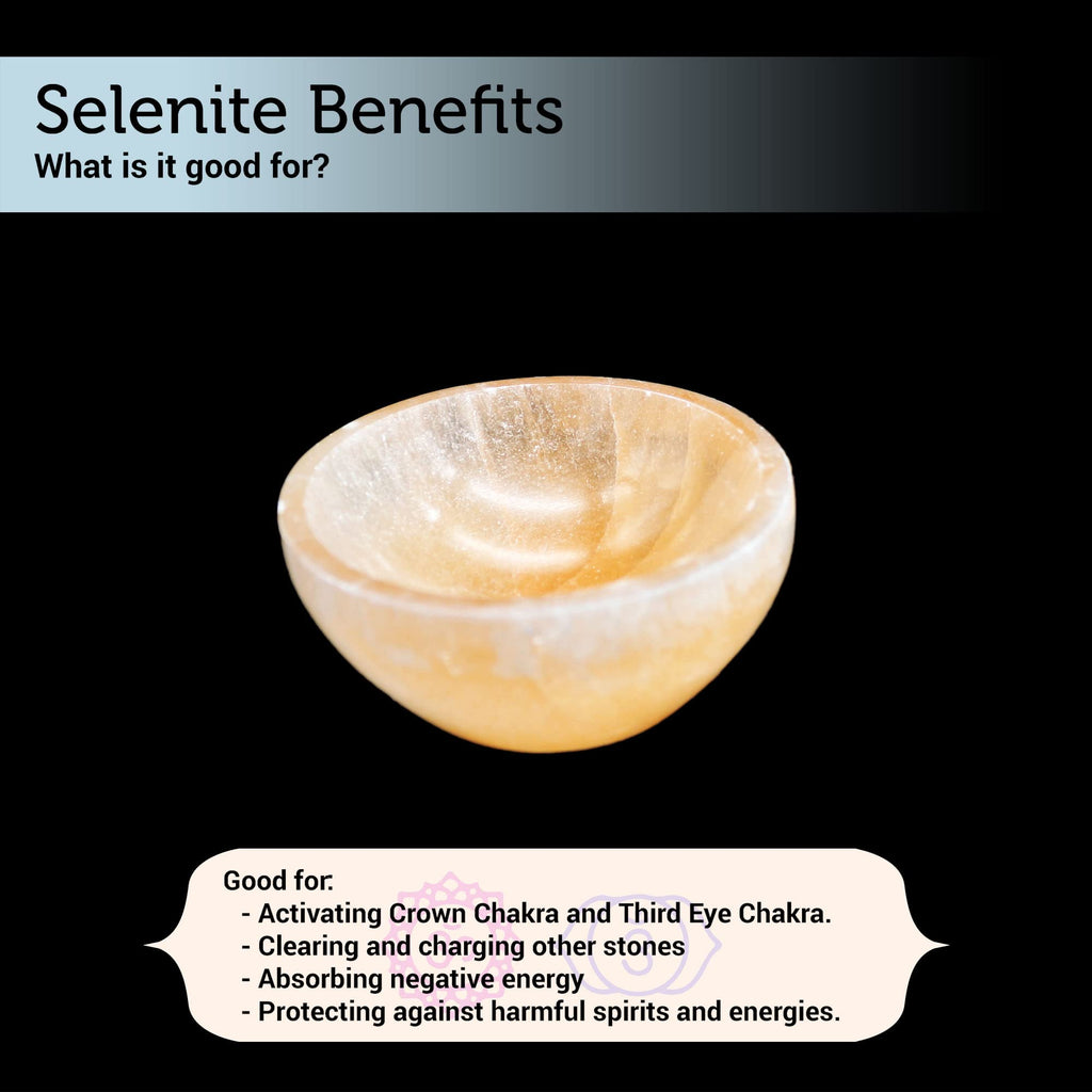 Soul Sticks Selenite Crystal Bowls for Smudging, Healing, Recharging Crystals | Pure Selenite Smudge Bowl & Crystal Charging Station Ethically Sourced in Morocco, Orange (4 Inch)