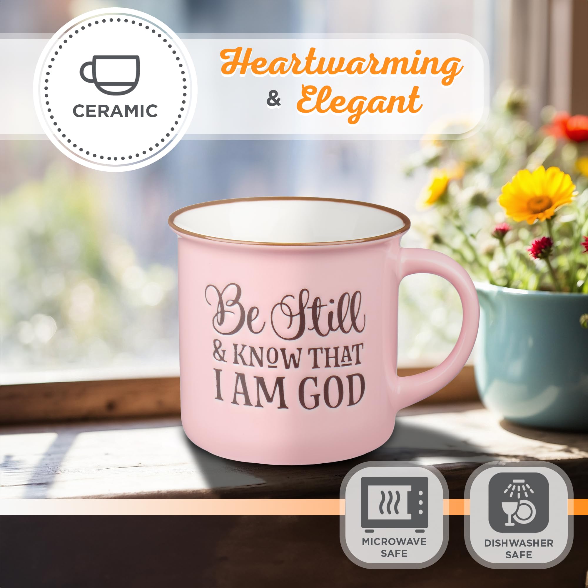 Christian Art Gifts Lavender Camp Style Ceramic Coffee Mug – 13 oz. Microwave & Dishwasher Safe Inspirational Scripture Coffee & Tea Mug for Women with Bible Verse: Let Your Light Shine – Matthew 5:16