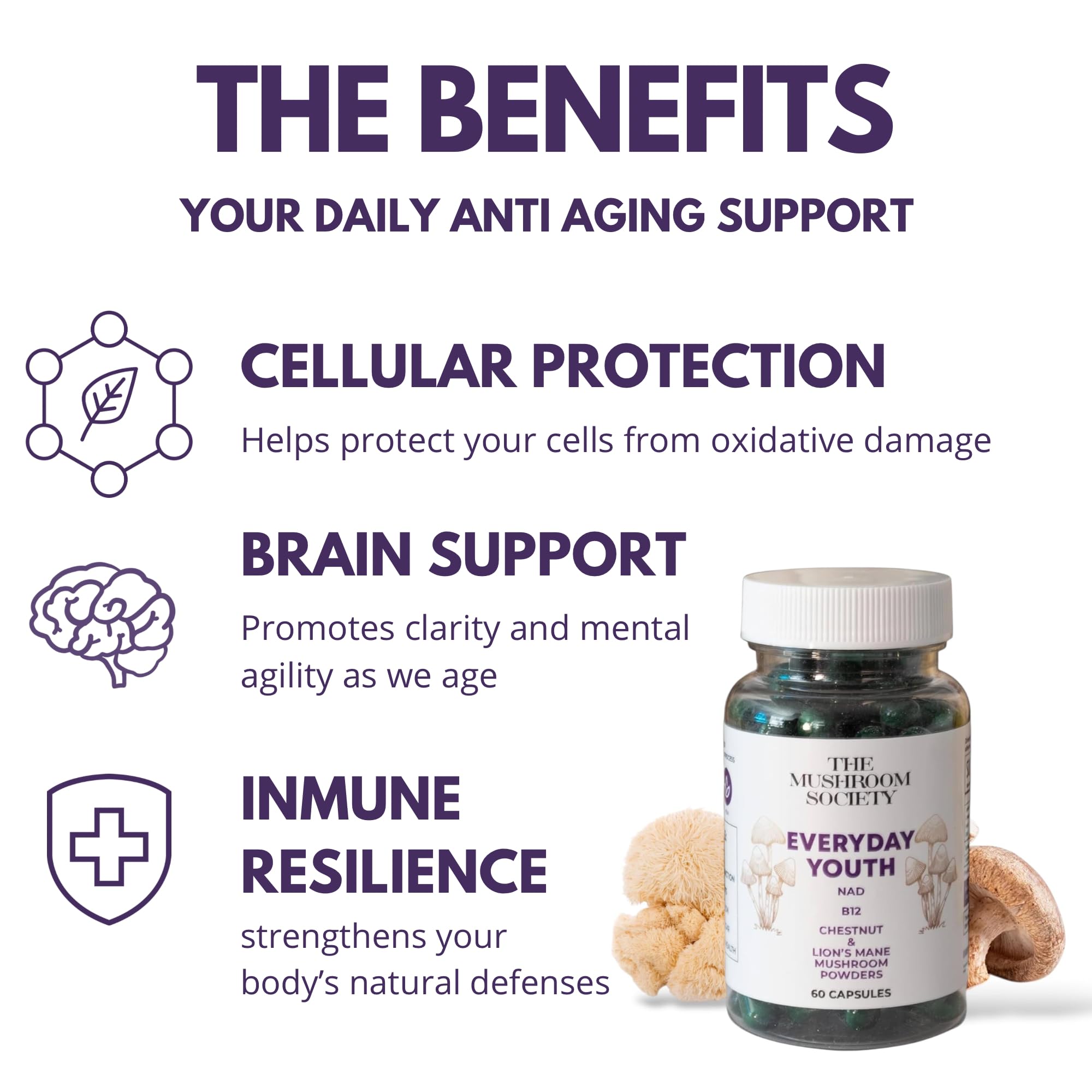 Morning Rush - Lion’s Mane, Ashwagandha, Turmeric & B12 Extract Blend Supplement - Focus & Energy Support - 60 Vegan Capsules