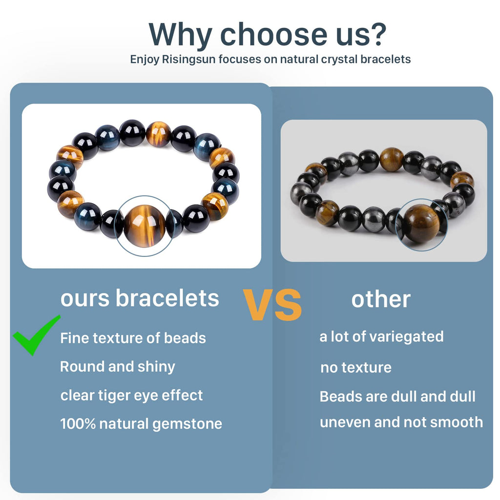 Protection Bracelet-Natural Black Obsidian bracelet for men women- Anti anxiety,Bring Good luck &Happiness Bracelet- Handmade Healing Crystal Bracelets