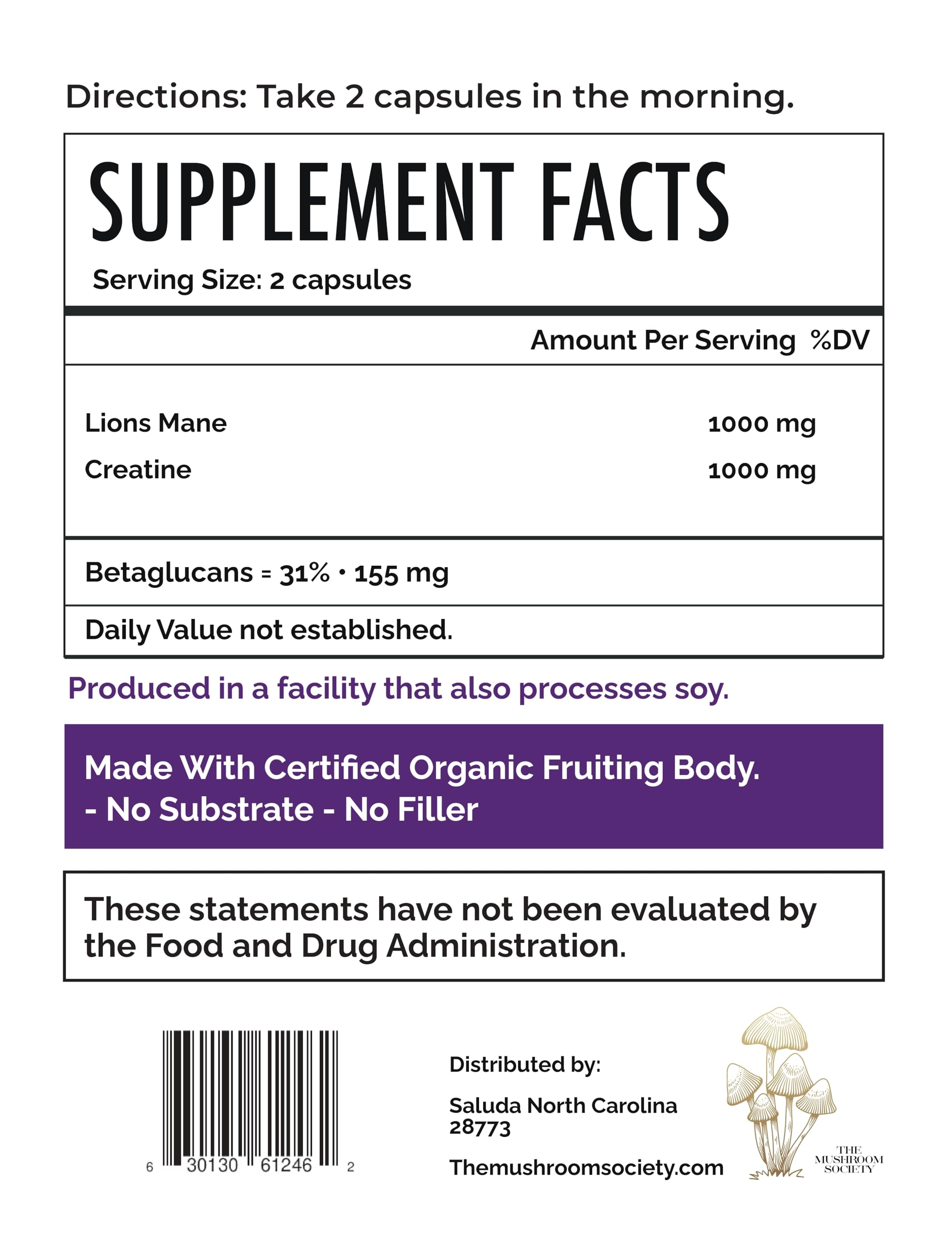 Morning Rush - Lion’s Mane, Ashwagandha, Turmeric & B12 Extract Blend Supplement - Focus & Energy Support - 60 Vegan Capsules