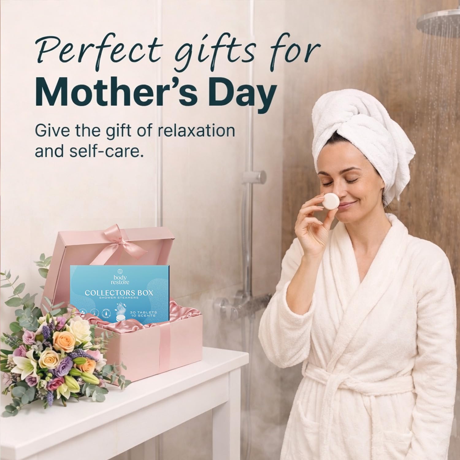 Body Restore Shower Steamers Aromatherapy 6 Pack – Mothers Day Gifts for Mom, Birthday Gifts for Women, Relaxation Stress Relief Self Care – Bloom