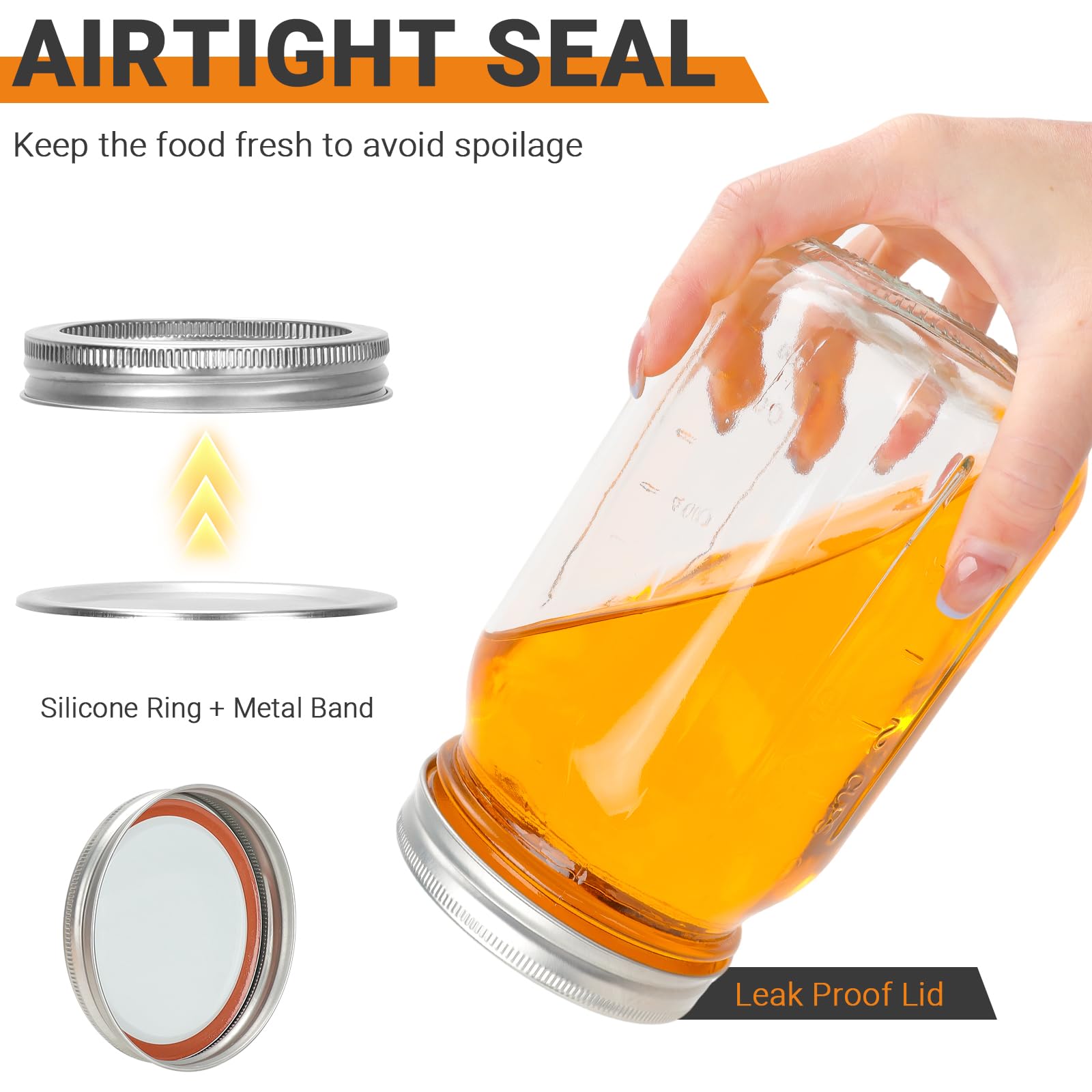 CycleMore 20 Pcs 12oz Glass Mason Jars With Silver Separable Lids, 350ml Round Canning Jars for Honey, Jam, Herb, Wedding Favor, Kitchen Storage Wide Mouth Bottles for Crafts, Meal Prep