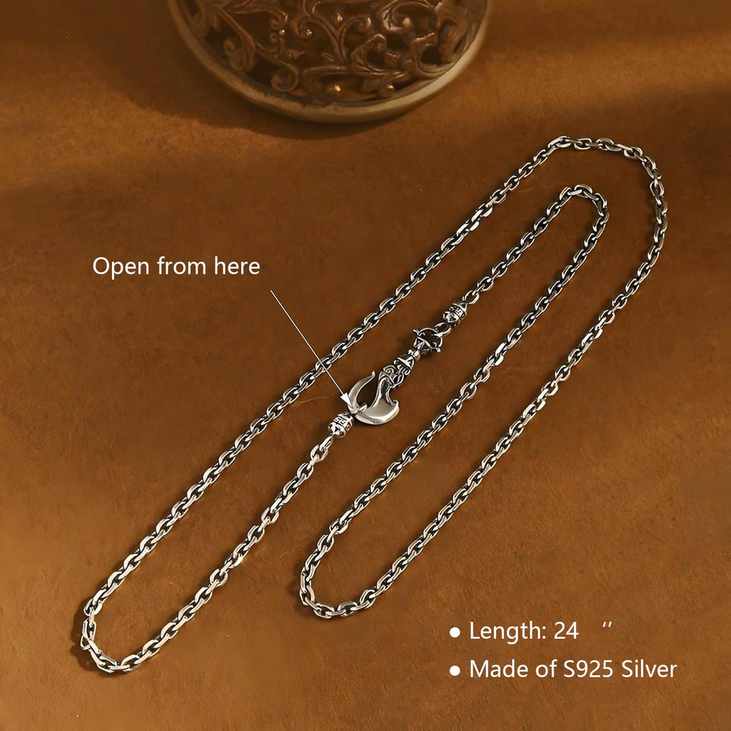 Italian Sterling Silver S925 Retro Chain Necklace for Men, Vintage Style Jewelry Gift