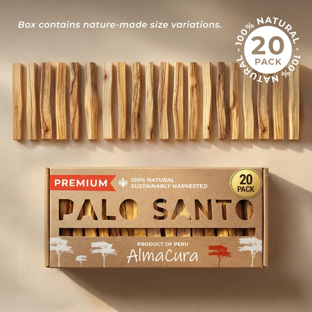 Palo Santo Premium Sticks (8) Smudging Incense Certified Pure Ethically and Sustainably Harvested from Fallen Trees in Peru (NOT Ecuador). Protection, Meditation, Healing, Spiritual Cleansing