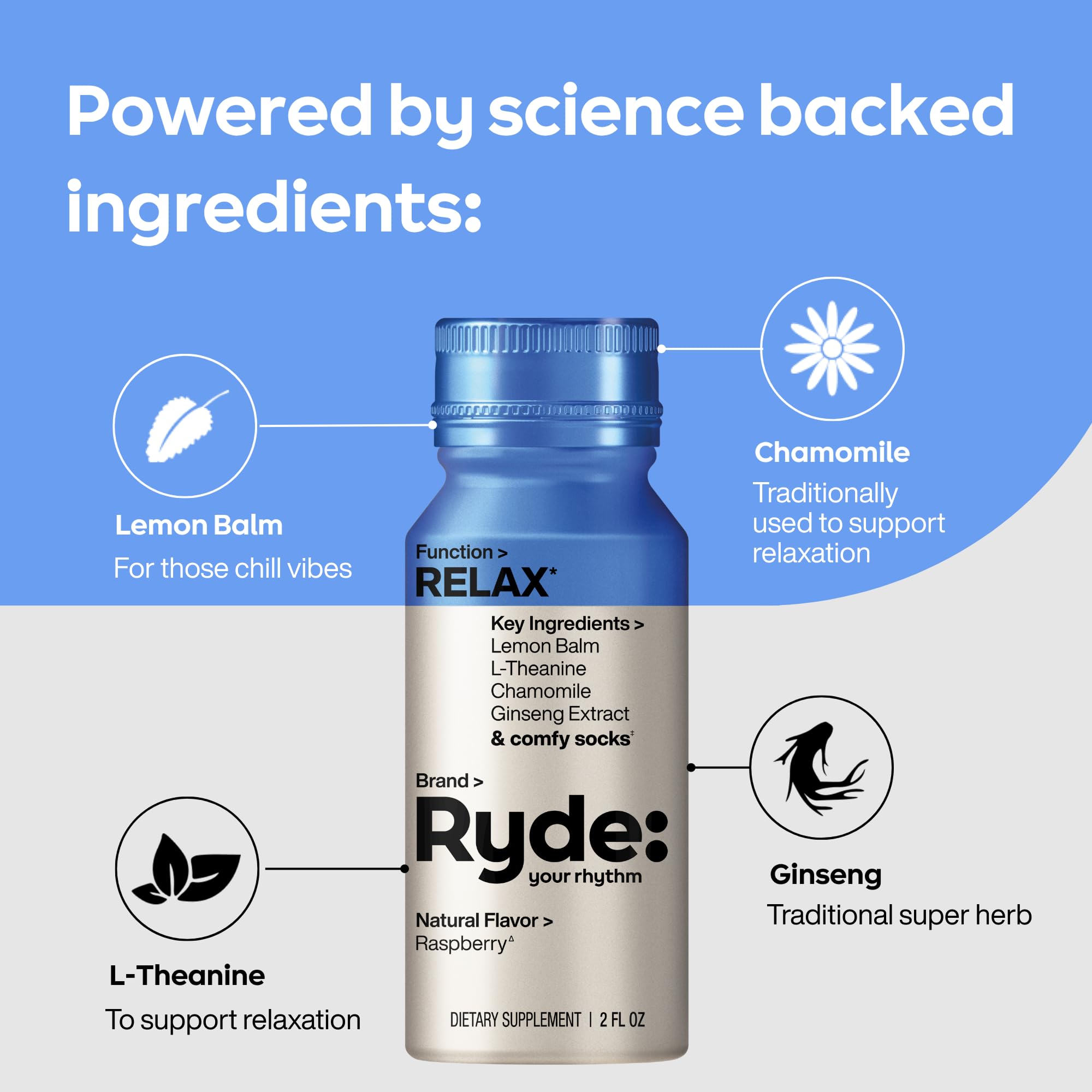 Ryde: Energize Shot | Tropical Flavor | Green Tea Caffeine, Taurine, Ginseng Extract & B Vitamins | 0 Calories, 0 Sugar | 2 FL OZ Shots | Boosts energy* (8 Pack)