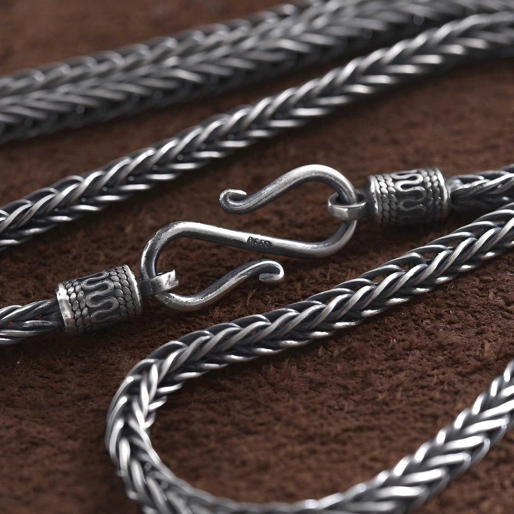 Italian Sterling Silver S925 Retro Chain Necklace for Men, Vintage Style Jewelry Gift