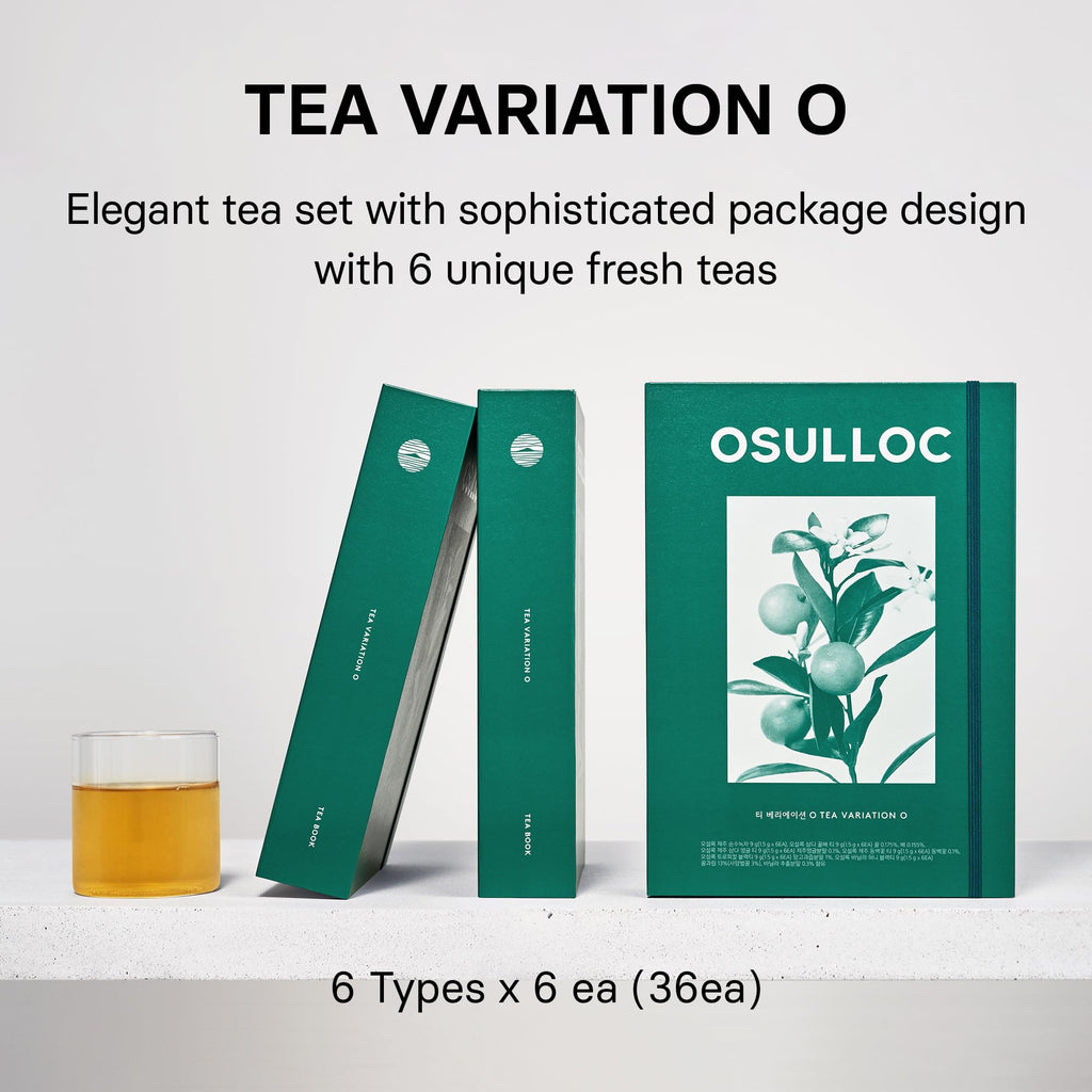 OSULLOC Premium Tea Collection (40 count, 10 flavors x 4 ea), Self Care Sampler Gift Box Variety Pack, Premium Organic Pure & Blended Tea from Jeju