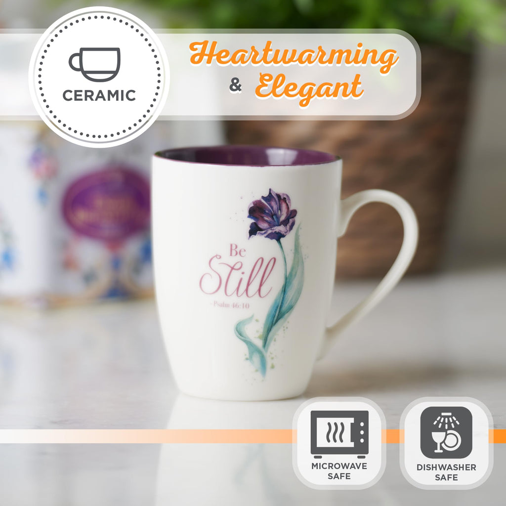 Christian Art Gifts Inspirational Ceramic Coffee & Tea Scripture Mug for Women: All Things are Possible Encouraging Bible Verse, Cute Microwave & Dishwasher Safe Drinkware, White & Pink Floral, 12 oz.