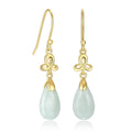 MORGAN & PAIGE .925 Sterling Silver 18K Gold Plated Teardrop Cut Genuine Green Jade Necklaces for Women or Jade Earrings for Women - Celtic Knot Drop Earrings and Wire Frame Pendant Necklace Jewelry