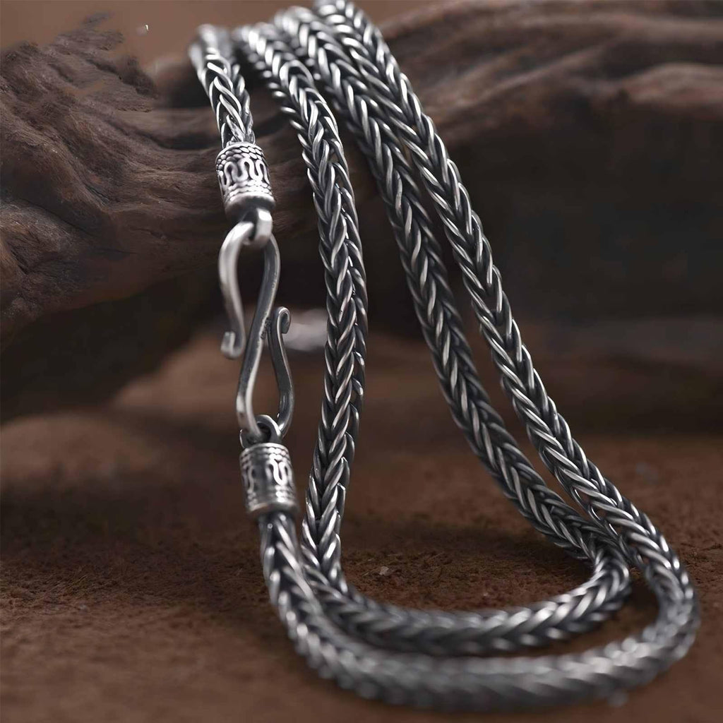 Italian Sterling Silver S925 Retro Chain Necklace for Men, Vintage Style Jewelry Gift