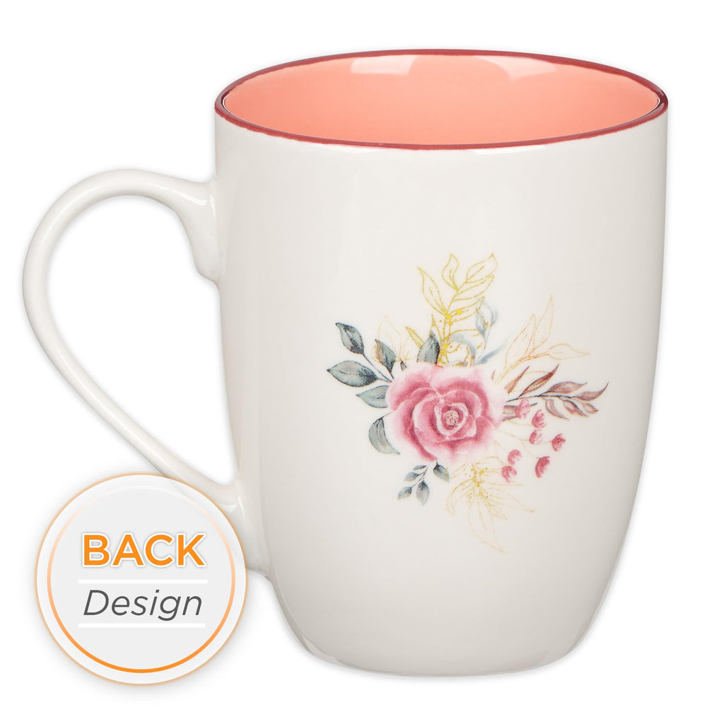 Christian Art Gifts Inspirational Ceramic Coffee & Tea Scripture Mug for Women: All Things are Possible Encouraging Bible Verse, Cute Microwave & Dishwasher Safe Drinkware, White & Pink Floral, 12 oz.