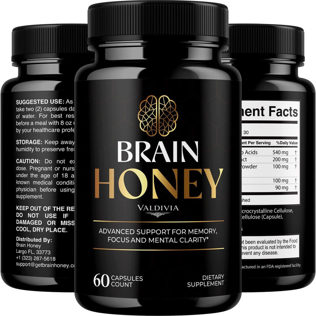 Brain Honey Capsules, Brain Honey with All Natural Ingredients, Advanced Overall Health and Wellness Vitamin Supplement Formula for Maximum Strength Multivitamins (60 Capsules)