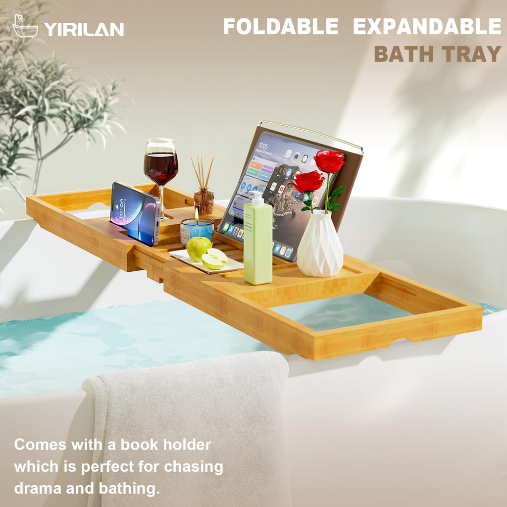 Premium Bathtub Tray Caddy, Expandable Bath Tray, Unique House Warming Gifts, New Home, Anniversary and Wedding Gifts for Couple, Bridal Shower Gift for Women