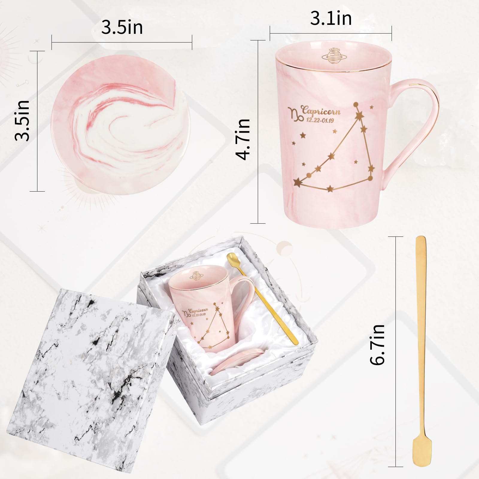 YHRJWN Pisces Gifts for Women, Pisces Constellation Mug, February March Birthdays Gifts for Women Horoscope Astrology Lovers, Pisces Zodiac Sign gifts for Women Girls, 14 Oz Pink with Gift Box