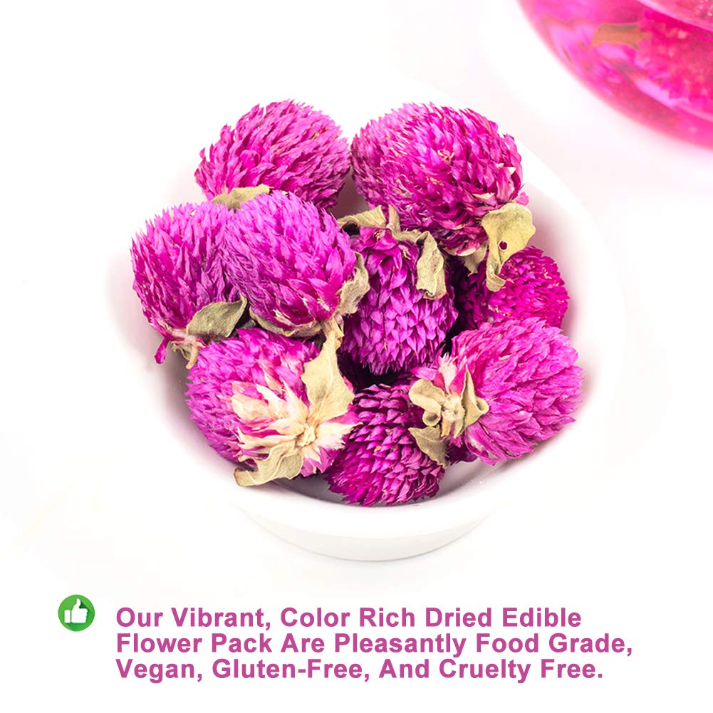 Plant Gift Dried Gomphrena globosa Flower, Natural Globe Amaranth Flower Blooming Flower Tea Natural Royal Scented Tea Gomphrena Rose Tea, Globe Amaranth, Edible Gomphrena Flower 30g/1.05oz