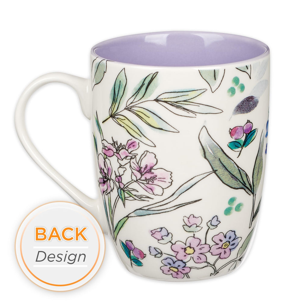 Christian Art Gifts Inspirational Ceramic Coffee & Tea Scripture Mug for Women: All Things are Possible Encouraging Bible Verse, Cute Microwave & Dishwasher Safe Drinkware, White & Pink Floral, 12 oz.