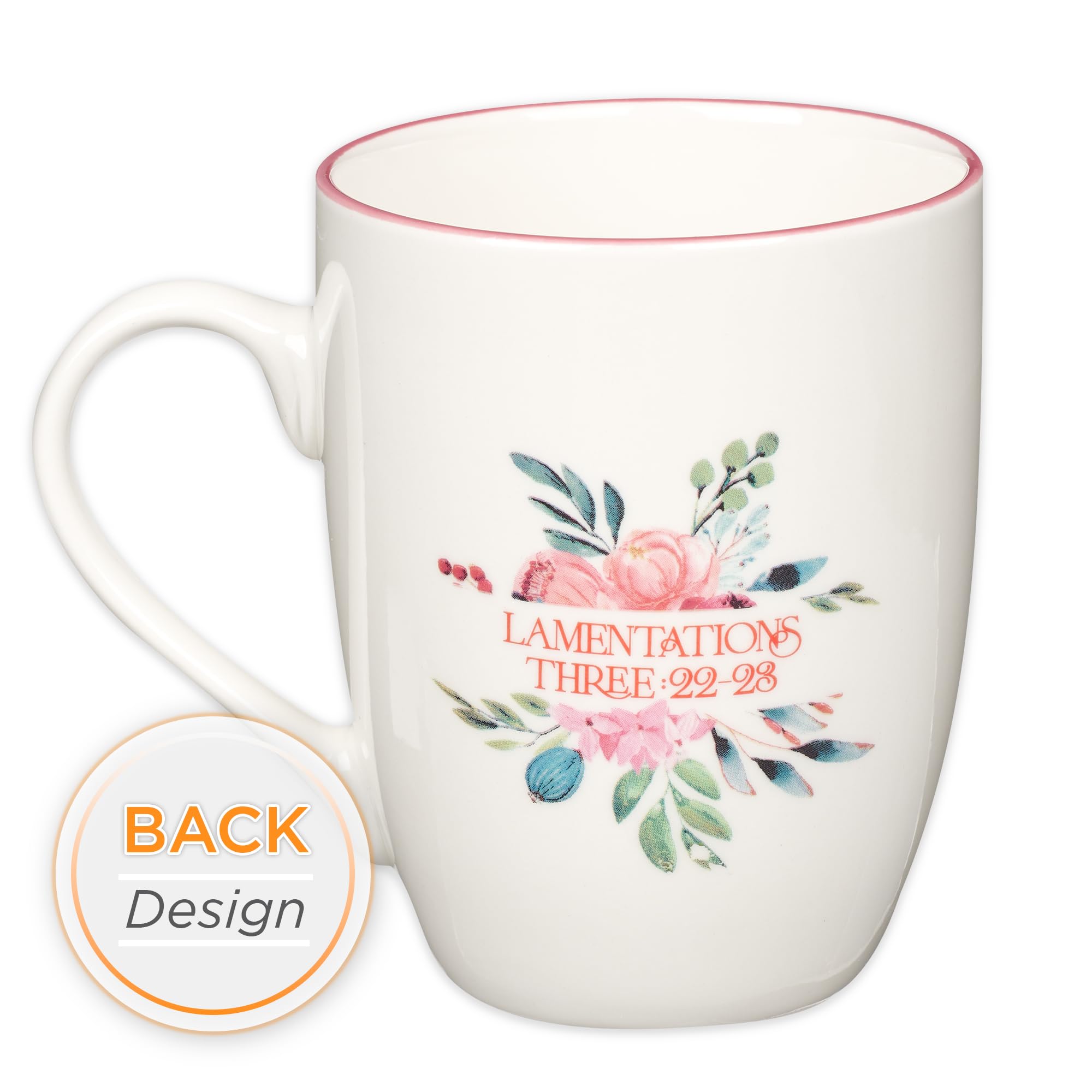 Christian Art Gifts Inspirational Ceramic Coffee & Tea Scripture Mug for Women: All Things are Possible Encouraging Bible Verse, Cute Microwave & Dishwasher Safe Drinkware, White & Pink Floral, 12 oz.