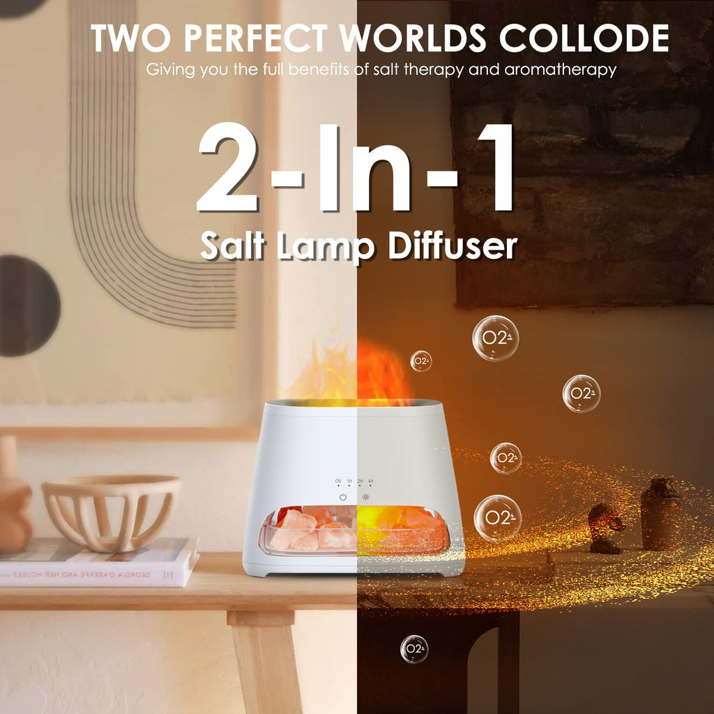 SALKING 2-in-1 Himalayan Salt Lamp & Ultrasonic Essential Oil Diffuser, Aromatherapy Diffuser Cool Mist Humidifier, Salt Therapy Lamp, 100% Pure Himalayan Salt, Ambient Glow, 150ml (Hot Pink)