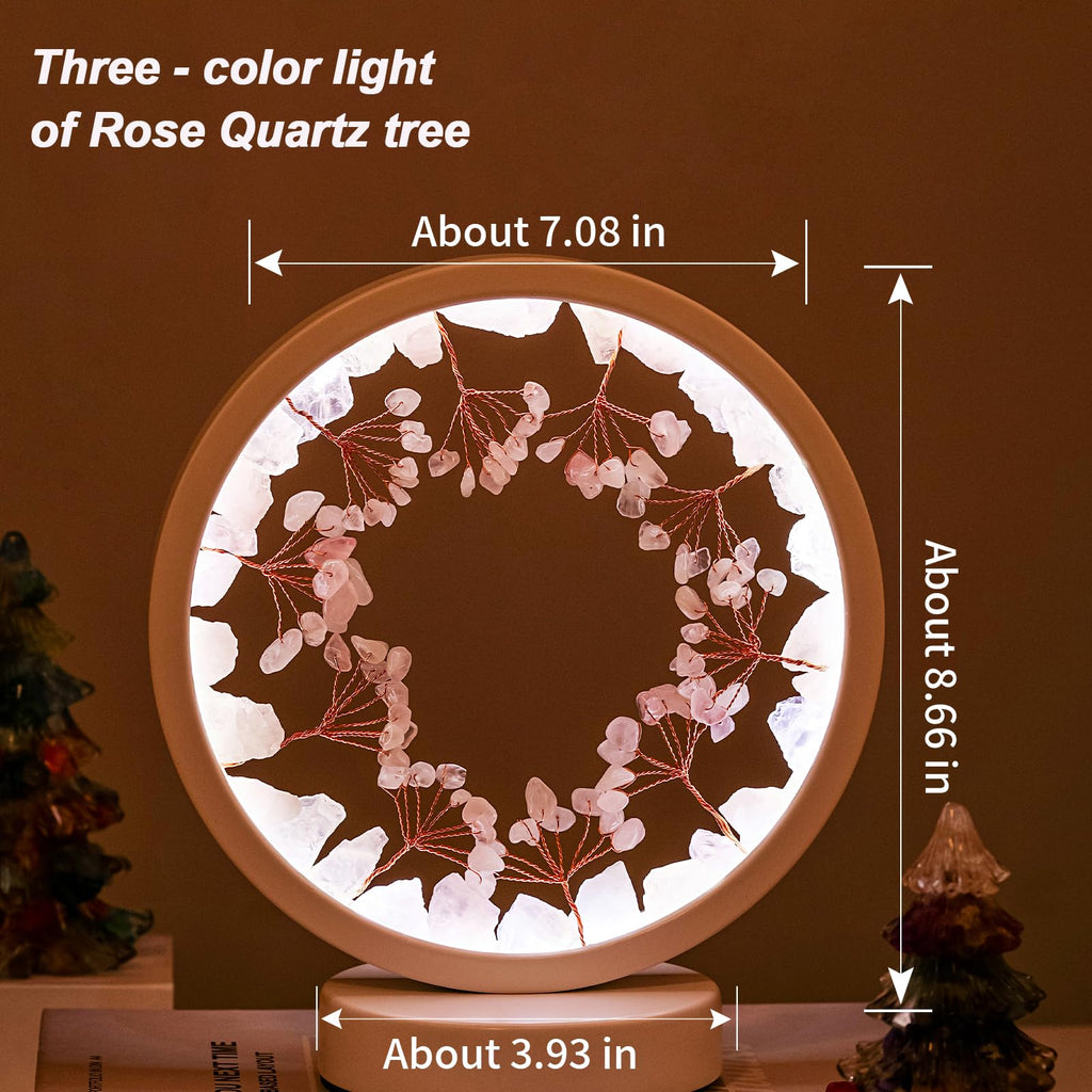 Runyangshi Amethyst Night Lamp 8.6" Natural Healing Crystal Bedside Lamp USB Port 3 Colours Dimming Mode Bedroom Lamp Suitable Night Light for Living Room Bedroom Office Home Decor Ideal Gift