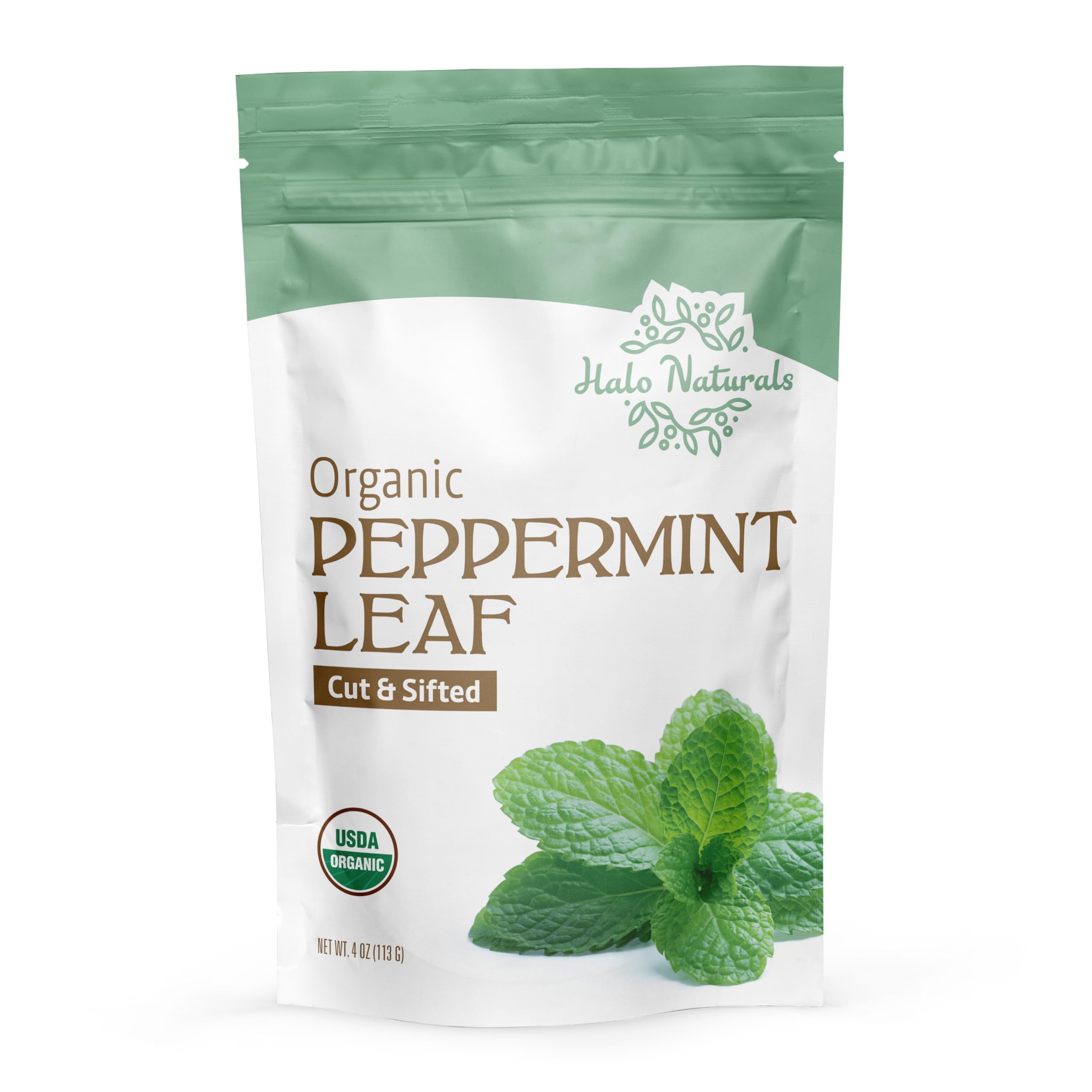 Organic Peppermint Leaf Cut & Sifted, 4 Ounces (Mentha piperita) USDA Certified | Resealable Pouch| Packaged in The USA (Pack of 1)
