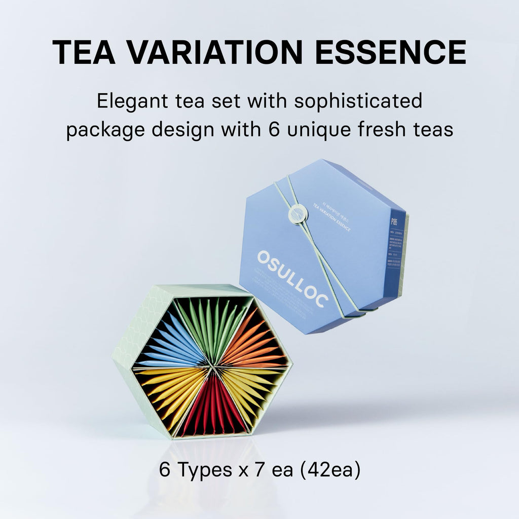 OSULLOC Premium Tea Collection (40 count, 10 flavors x 4 ea), Self Care Sampler Gift Box Variety Pack, Premium Organic Pure & Blended Tea from Jeju