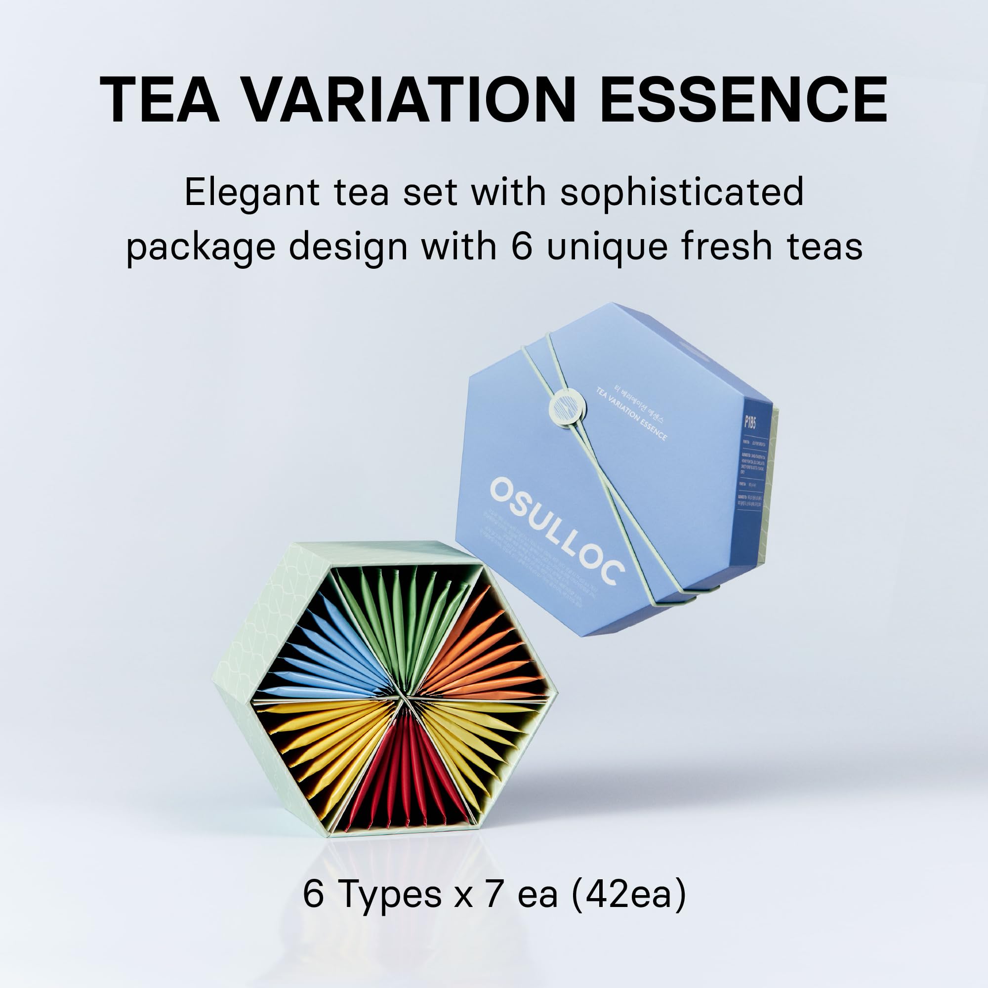 OSULLOC Premium Tea Collection (40 count, 10 flavors x 4 ea), Self Care Sampler Gift Box Variety Pack, Premium Organic Pure & Blended Tea from Jeju