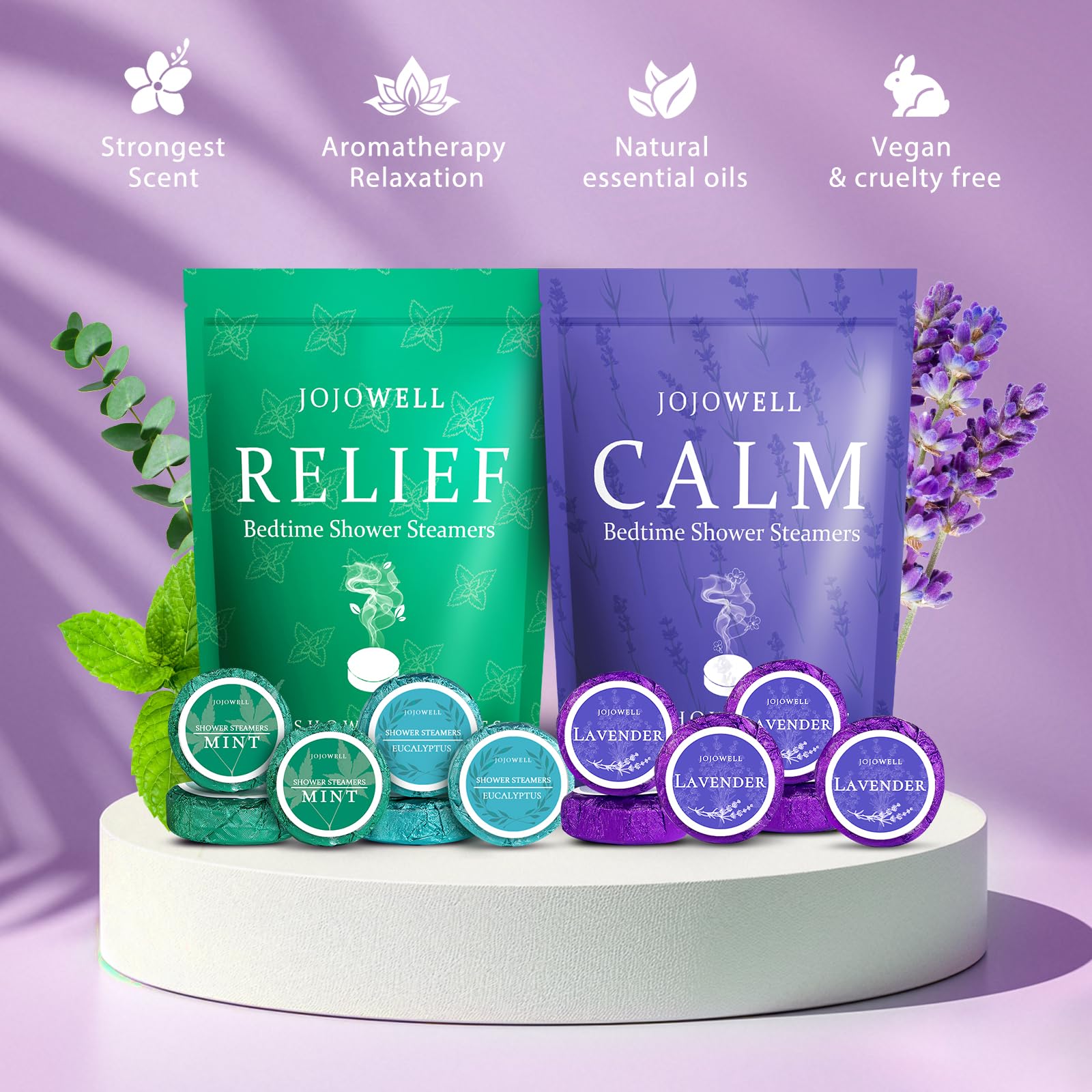 JoJowell Shower Steamers Aromatherapy - 18 Pack Birthday Gifts for Women Men, Mothers Day Gifts for Mom Wife Grandma from Daughter Son, Self Care with Natural Essential Oils Relaxation Home SPA