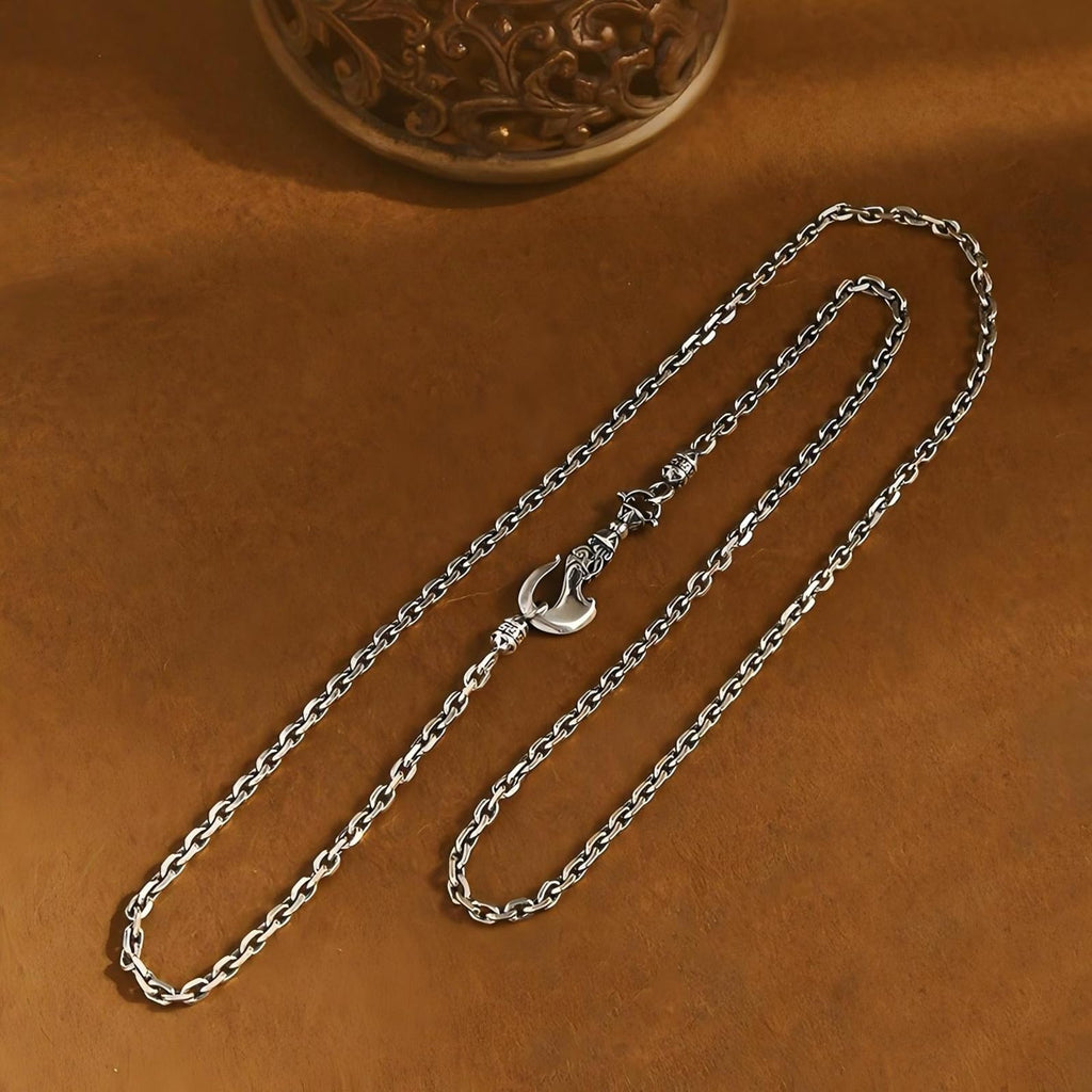 Italian Sterling Silver S925 Retro Chain Necklace for Men, Vintage Style Jewelry Gift
