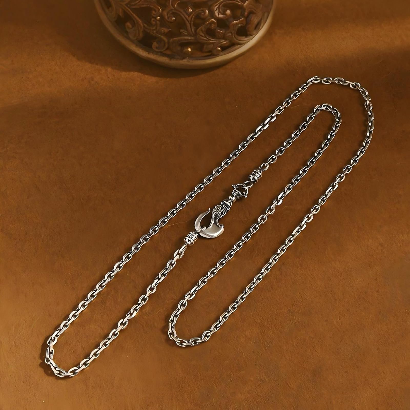 Italian Sterling Silver S925 Retro Chain Necklace for Men, Vintage Style Jewelry Gift