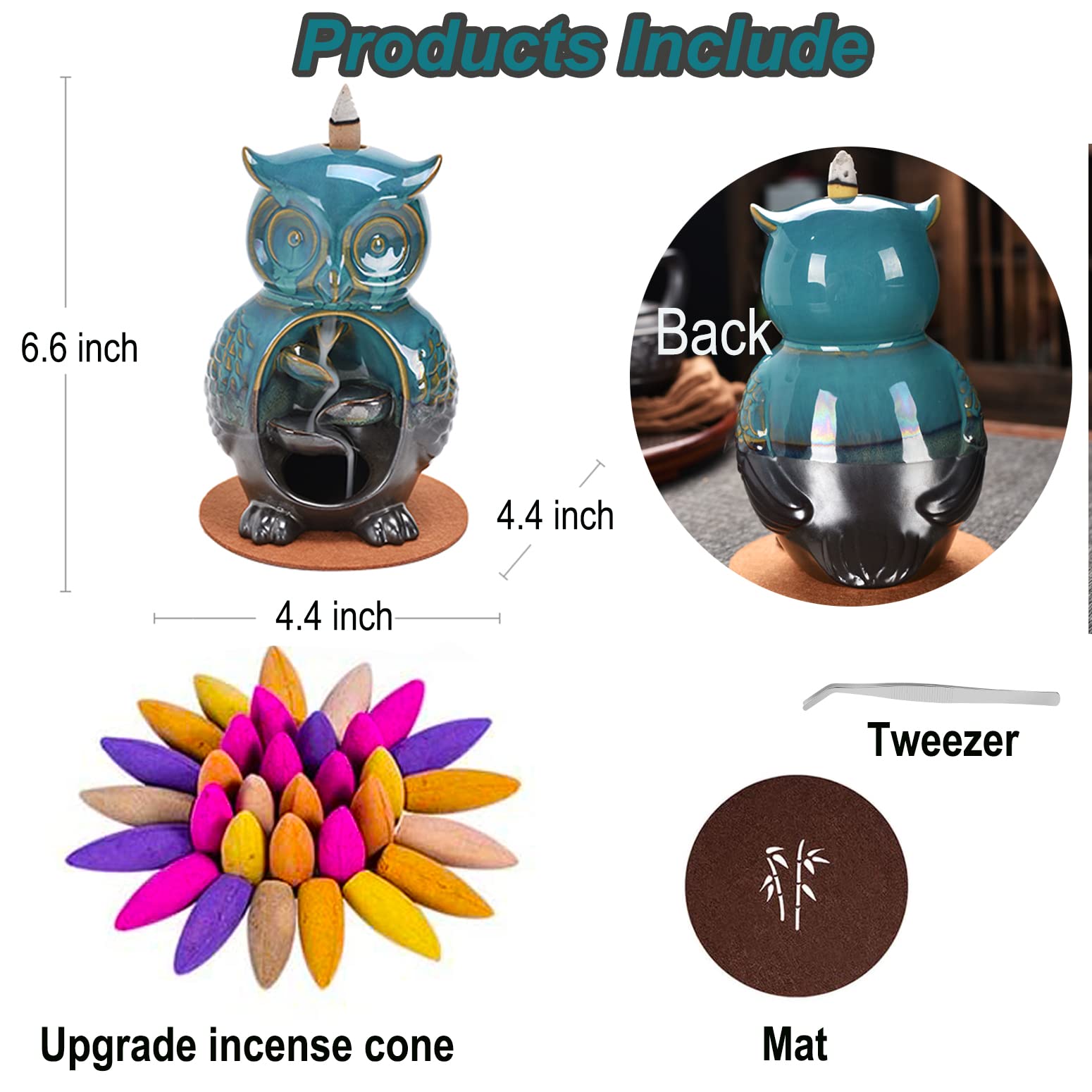 Mountain Waterfall Incense Burner，Backfall Incense Holder River, Incense Falls Meditation Decor for Room with Upgrade Incense Cones and Accessories (5in1 Palo Santo)
