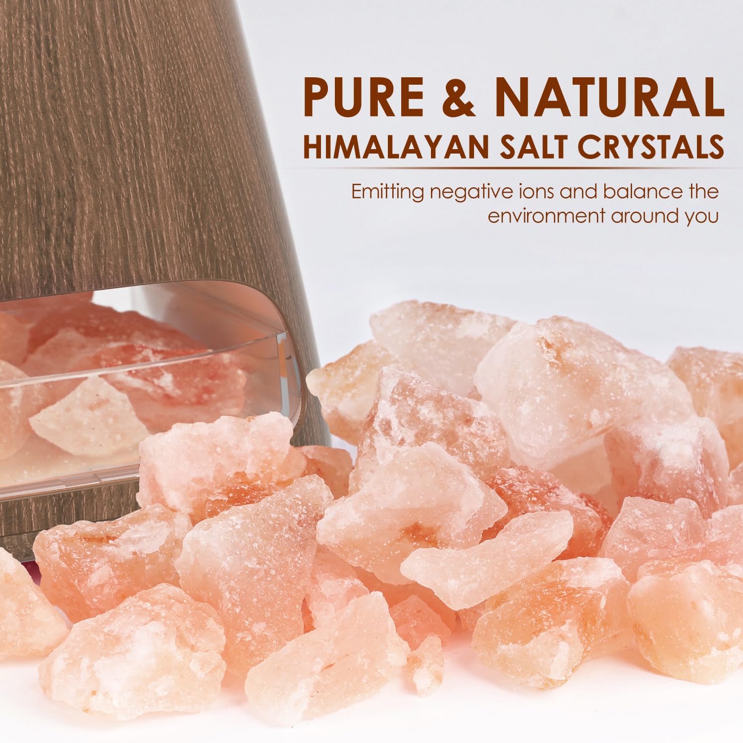 SALKING 2-in-1 Himalayan Salt Lamp & Ultrasonic Essential Oil Diffuser, Aromatherapy Diffuser Cool Mist Humidifier, Salt Therapy Lamp, 100% Pure Himalayan Salt, Ambient Glow, 150ml (Hot Pink)