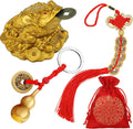 3 Pieces Feng Shui Frog Chinese Knot Lucky Coins Feng Shui Brass Wu Lou with Coins Keychain for Longevity Travel Safely Wealth Success and Good Luck with 1 Blessing Card and 1 Red Blessing Bag