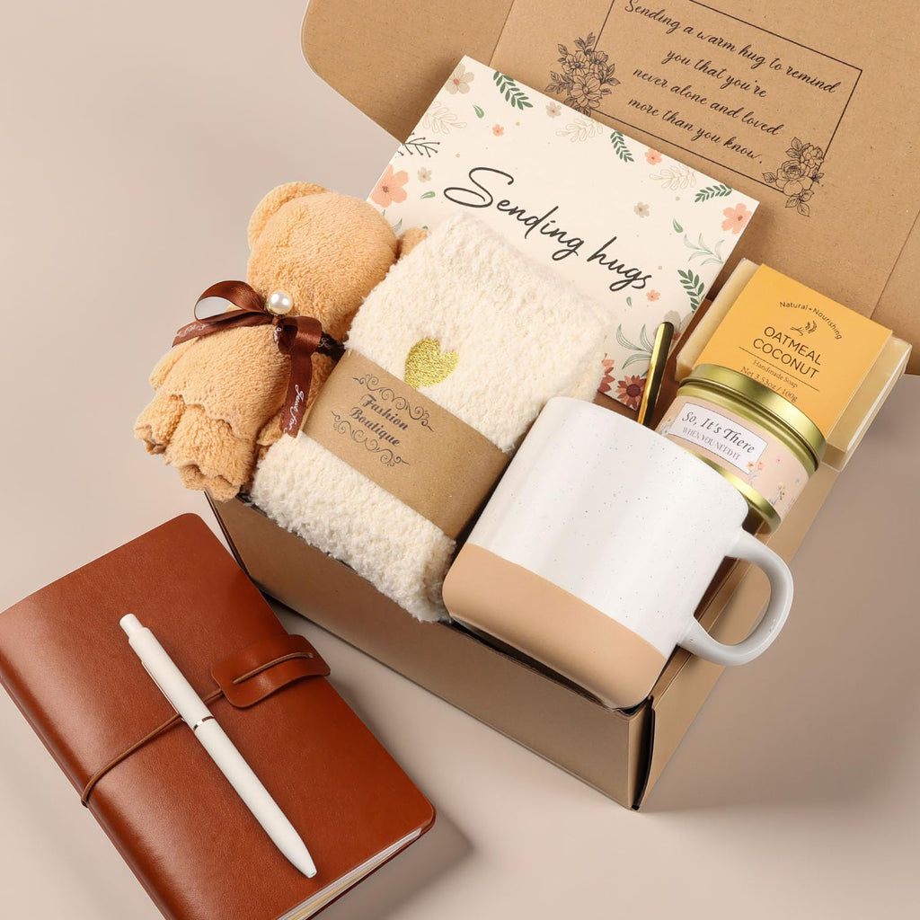 Elegant Birthday Gifts for Women, Black Bow Unique Birthday Relaxing Gifts Box with Scented Candles, Greeting Card & Home-Spa Relaxation, Birthdays Presents for Her, Best Friend, Sister, Wife