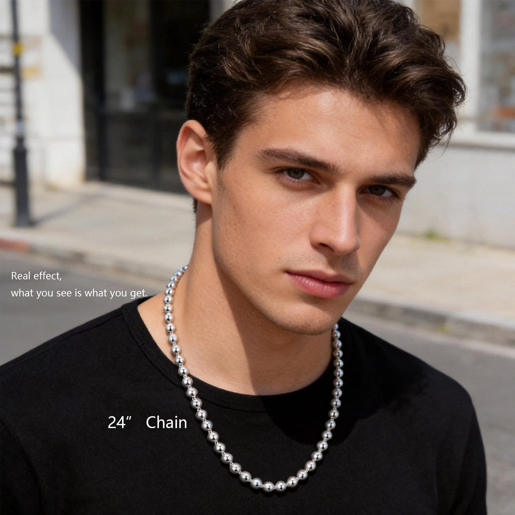 Italian Sterling Silver S925 Retro Chain Necklace for Men, Vintage Style Jewelry Gift