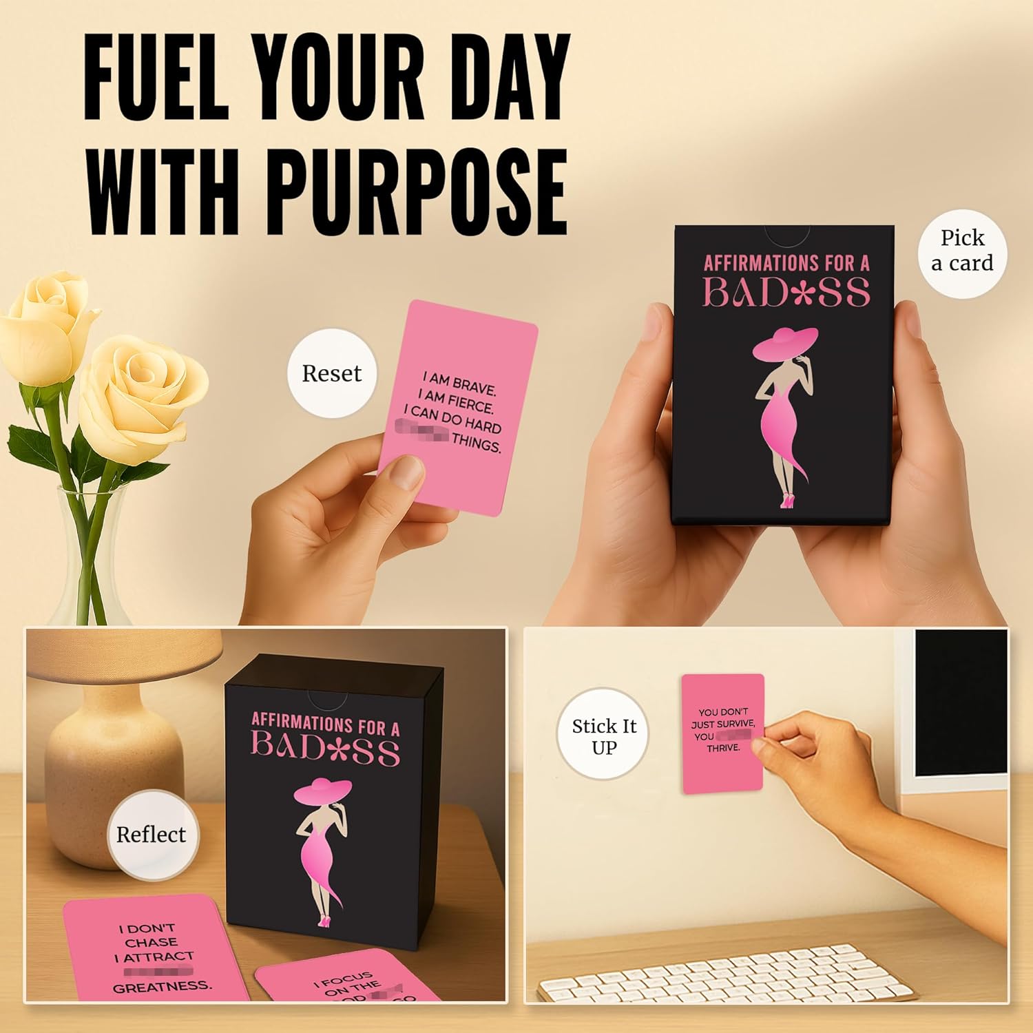 50 Affirmation Cards for Women – Motivational Gift for Her, Best Friend Birthday Gifts, Self-Care – Bold Daily Positive Mindfulness Deck for Confidence & Encouragement