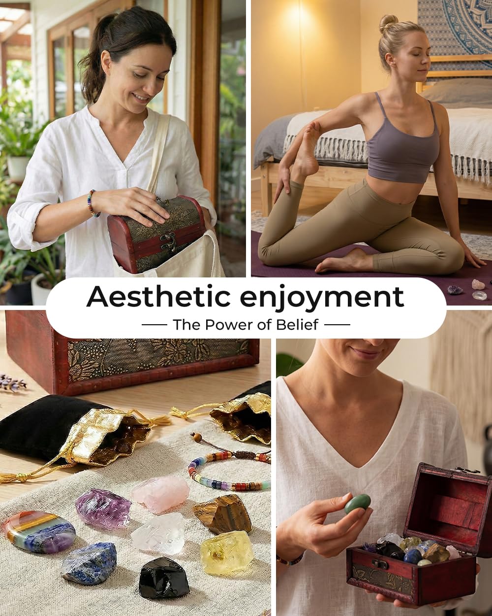 Crystals and Healing Stones, 9 Pcs Healing Crystals Set, 7 Chakra Crystal Stones Set Real Natural Selenite Pyramid Reiki Raw Rock Energy Protection Meditation with Wooden Box, Crystal Gifts for Women