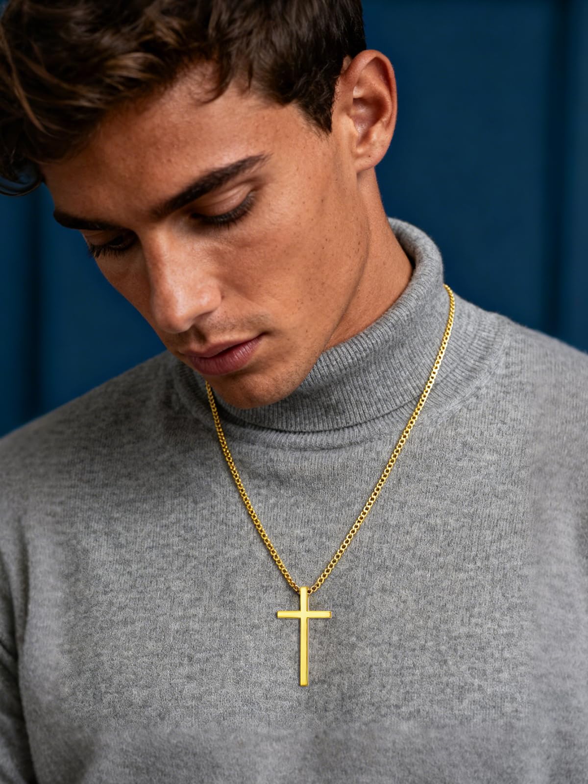 18K Gold Cross Necklace for Men Women Gold Cross Pendant with Bible Verse Minimalist Cross Christian Jewelry Religious Gifts
