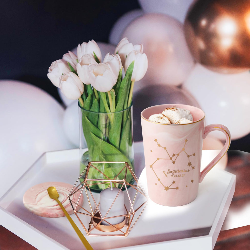 YHRJWN Pisces Gifts for Women, Pisces Constellation Mug, February March Birthdays Gifts for Women Horoscope Astrology Lovers, Pisces Zodiac Sign gifts for Women Girls, 14 Oz Pink with Gift Box