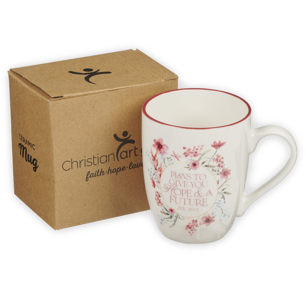 Christian Art Gifts Inspirational Ceramic Coffee & Tea Scripture Mug for Women: All Things are Possible Encouraging Bible Verse, Cute Microwave & Dishwasher Safe Drinkware, White & Pink Floral, 12 oz.