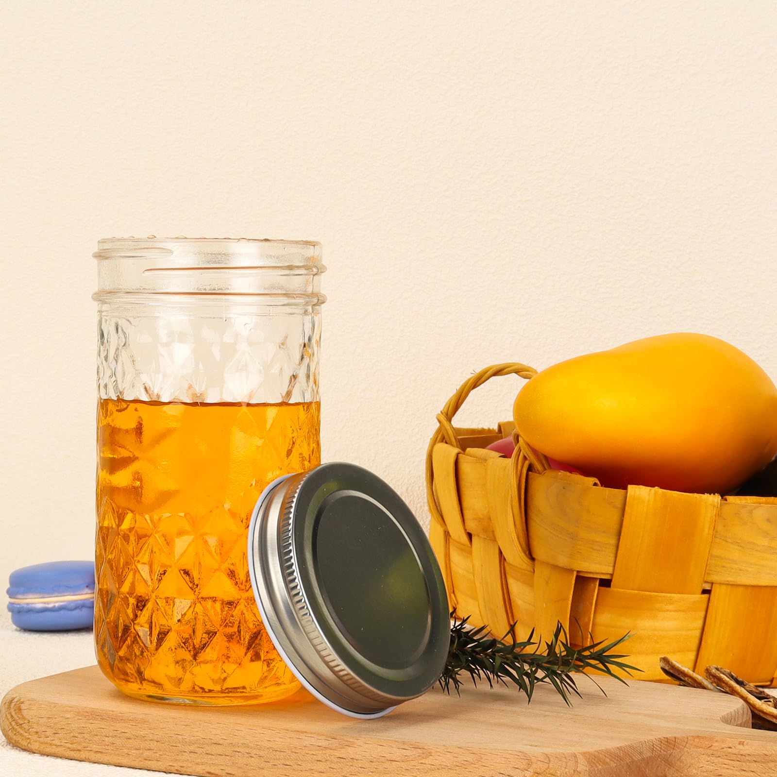 CycleMore 20 Pcs 12oz Glass Mason Jars With Silver Separable Lids, 350ml Round Canning Jars for Honey, Jam, Herb, Wedding Favor, Kitchen Storage Wide Mouth Bottles for Crafts, Meal Prep