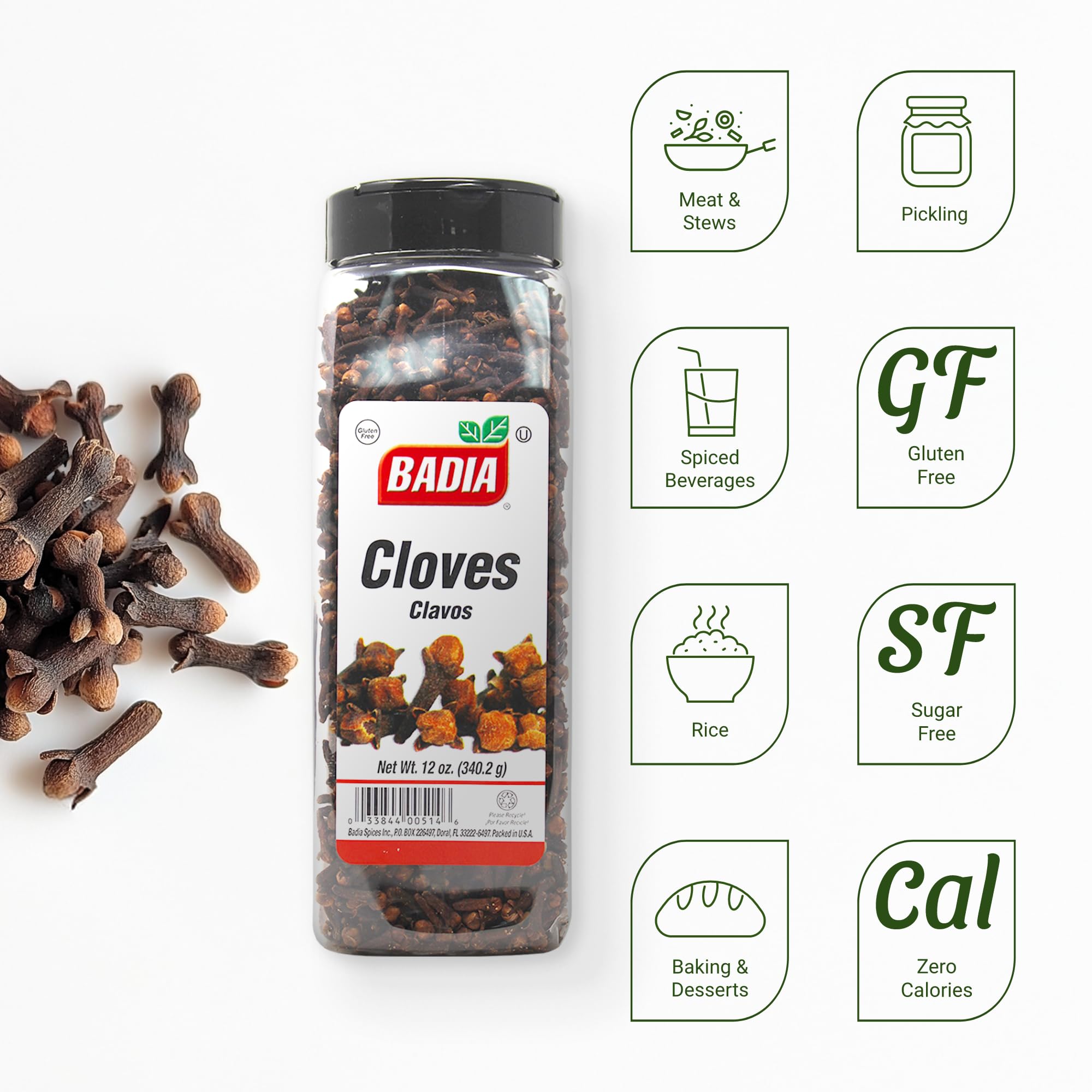 Badia Whole Cloves, 1.25 oz, Premium Spice for Baking, Cooking, Beverages, Aromatic & Flavorful