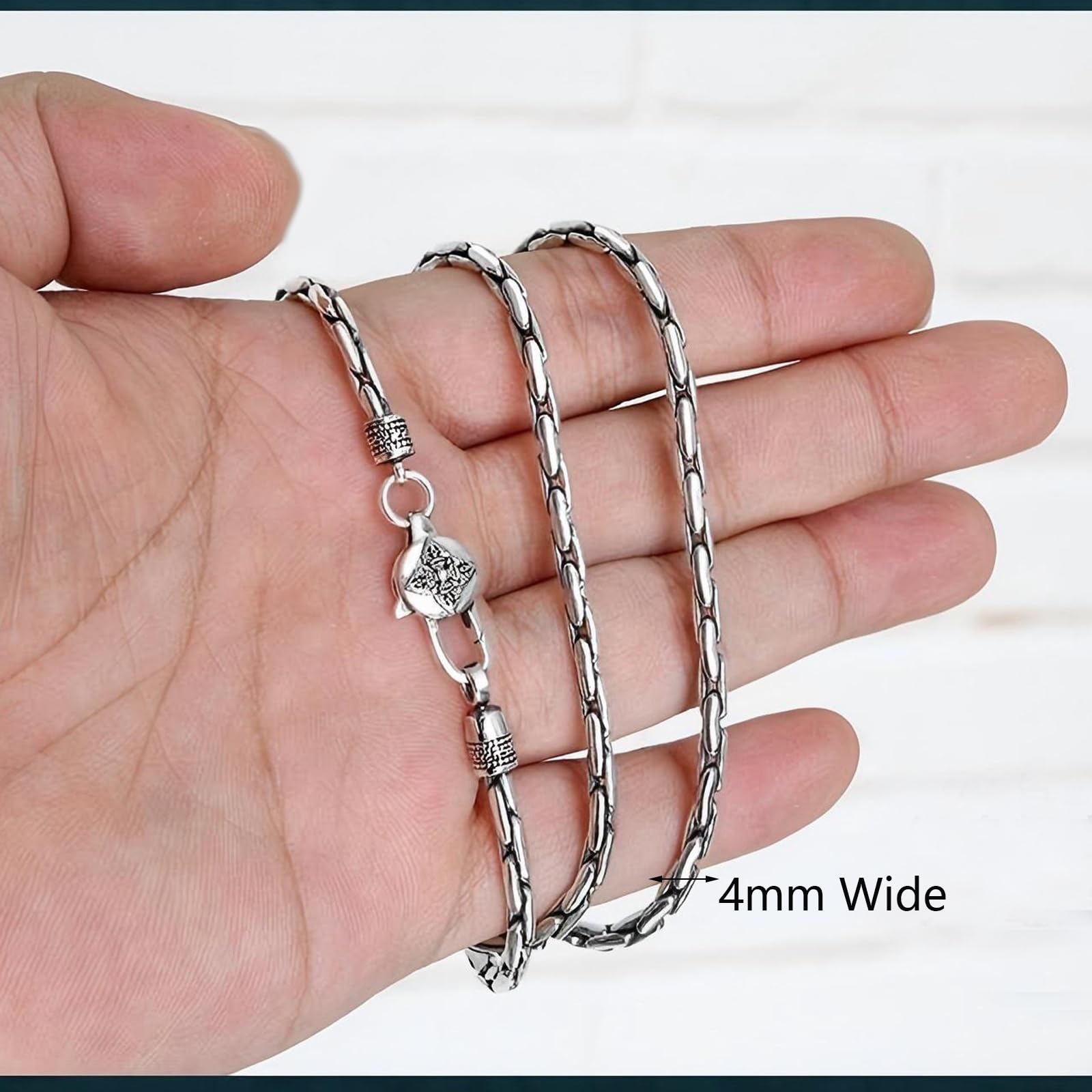 Italian Sterling Silver S925 Retro Chain Necklace for Men, Vintage Style Jewelry Gift