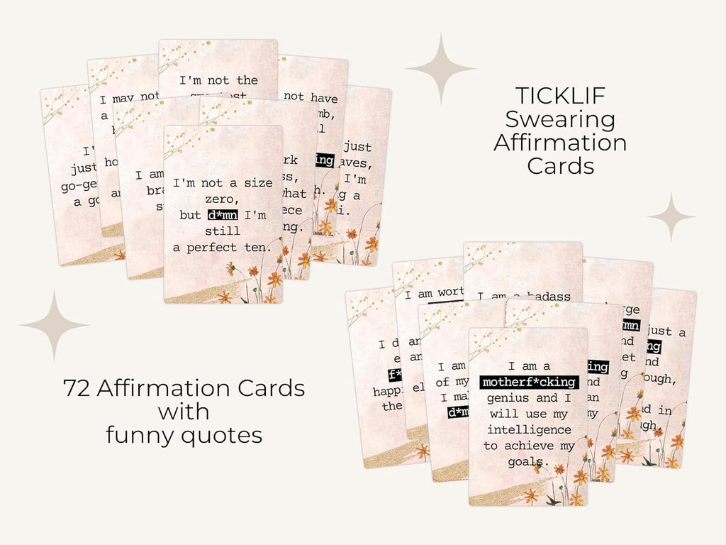 Affirmation Cards - 72 Swearing, Motivational and Inspirational Cards for Women, Size 2.15"x3.5" Cardstock - Gifts for Women, Best Friend, Mom and Self Care Female